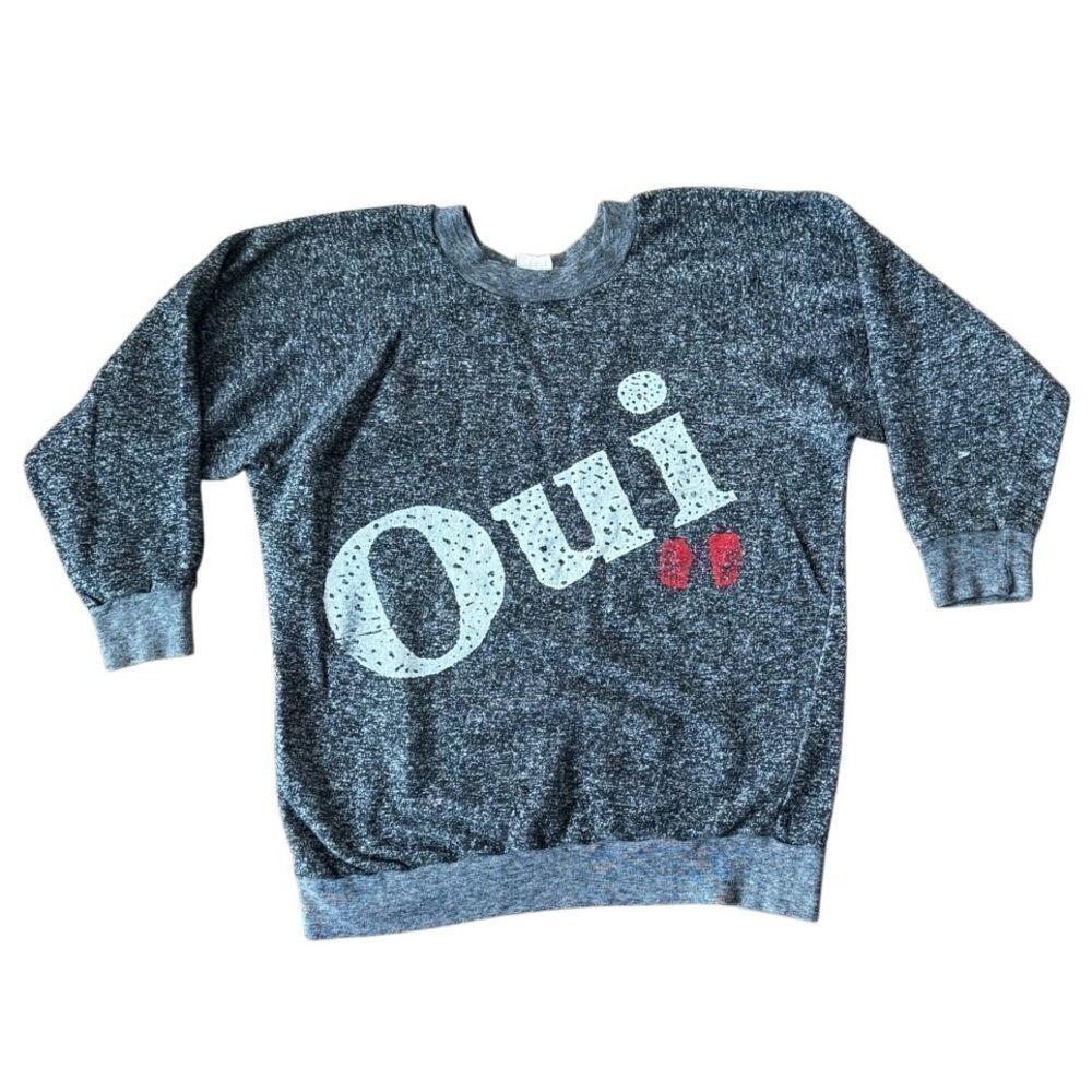 Vintage Mercury Made in England Oui Sweatshirt Crewneck One Size Charcoal Grey